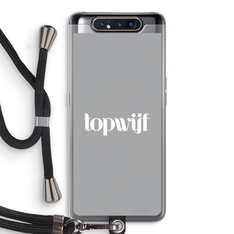 Topwijf Grijs Wit: Samsung Galaxy A80 Transparant Hoesje met koord