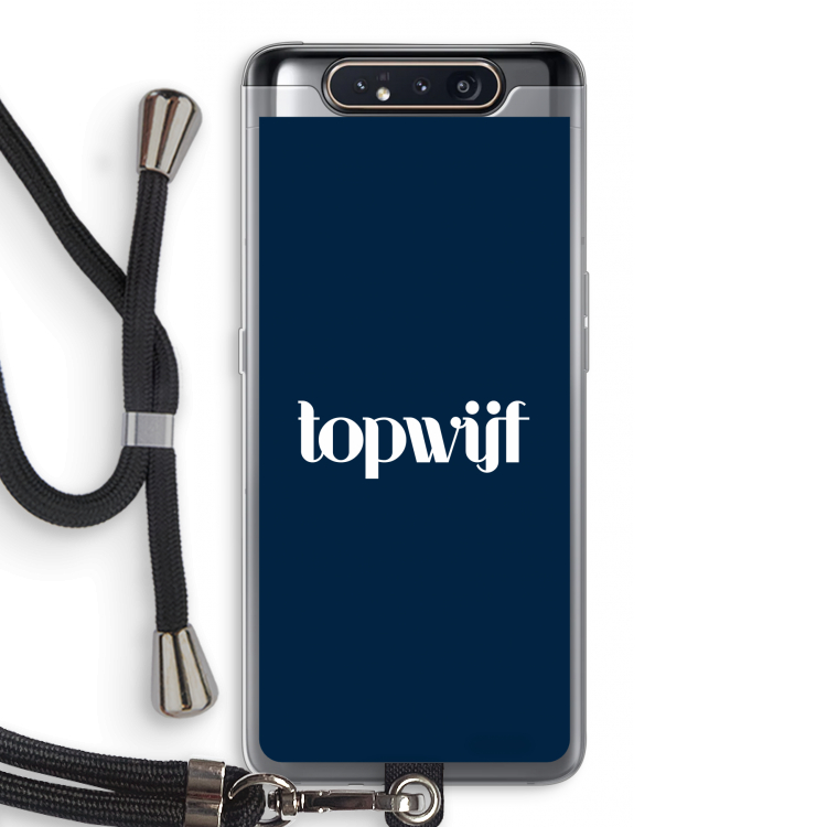 Topwijf Navy: Samsung Galaxy A80 Transparant Hoesje met koord