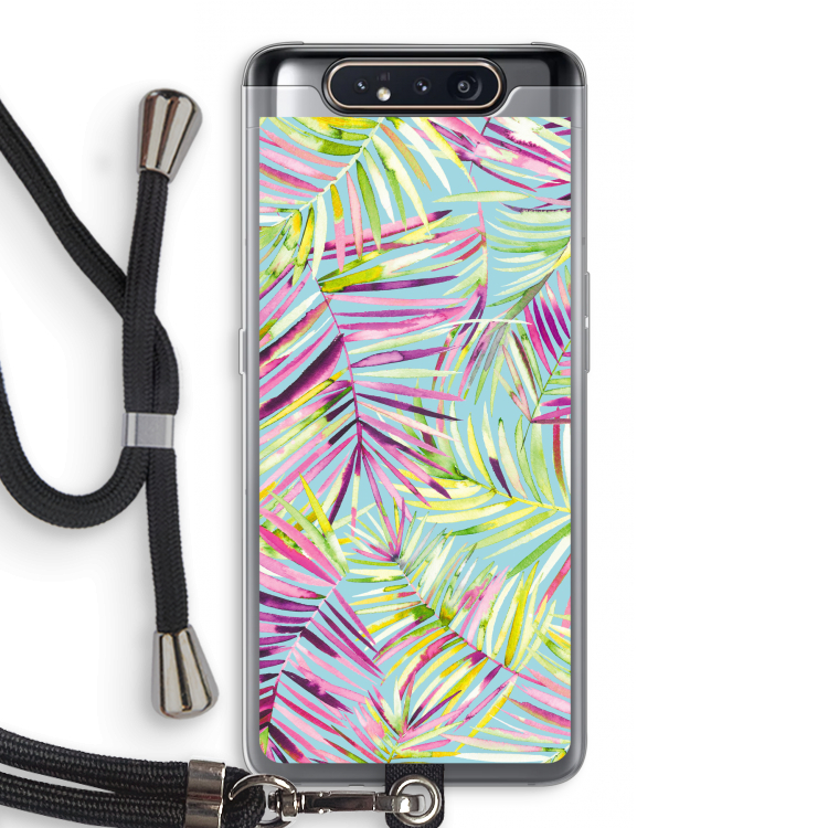 Tropical Palms Blue: Samsung Galaxy A80 Transparant Hoesje met koord