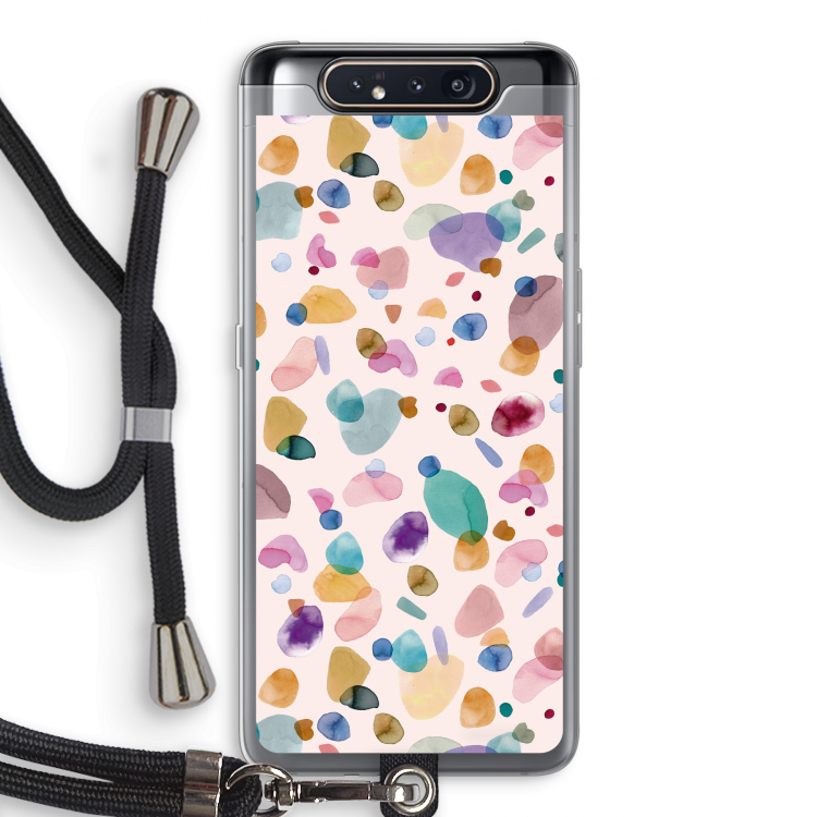 Terrazzo Memphis Pink: Samsung Galaxy A80 Transparant Hoesje met koord