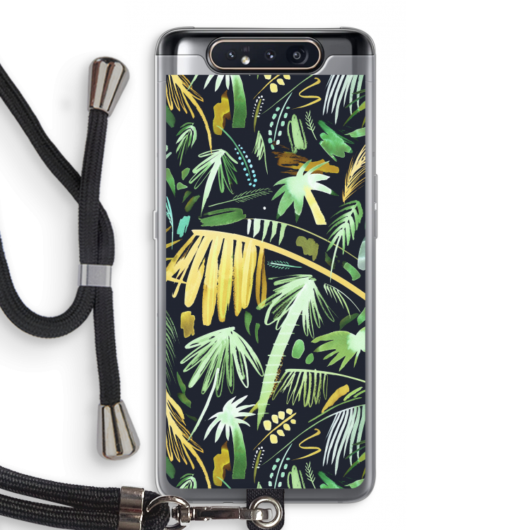 Tropical Palms Dark: Samsung Galaxy A80 Transparant Hoesje met koord
