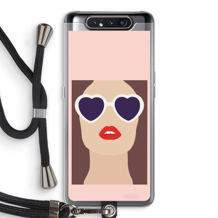 Red lips: Samsung Galaxy A80 Transparant Hoesje met koord
