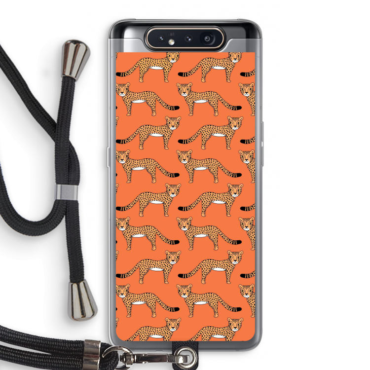 Cheetah: Samsung Galaxy A80 Transparant Hoesje met koord