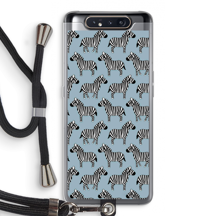 Zebra: Samsung Galaxy A80 Transparant Hoesje met koord