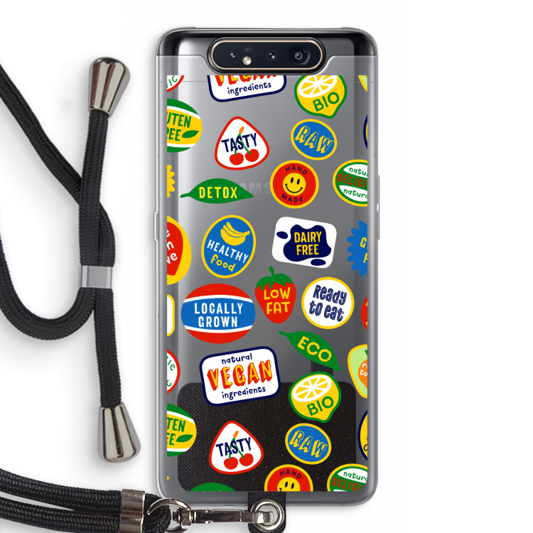 Fruitsticker: Samsung Galaxy A80 Transparant Hoesje met koord