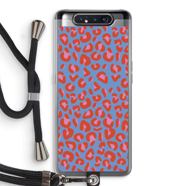 Leopard blue: Samsung Galaxy A80 Transparant Hoesje met koord