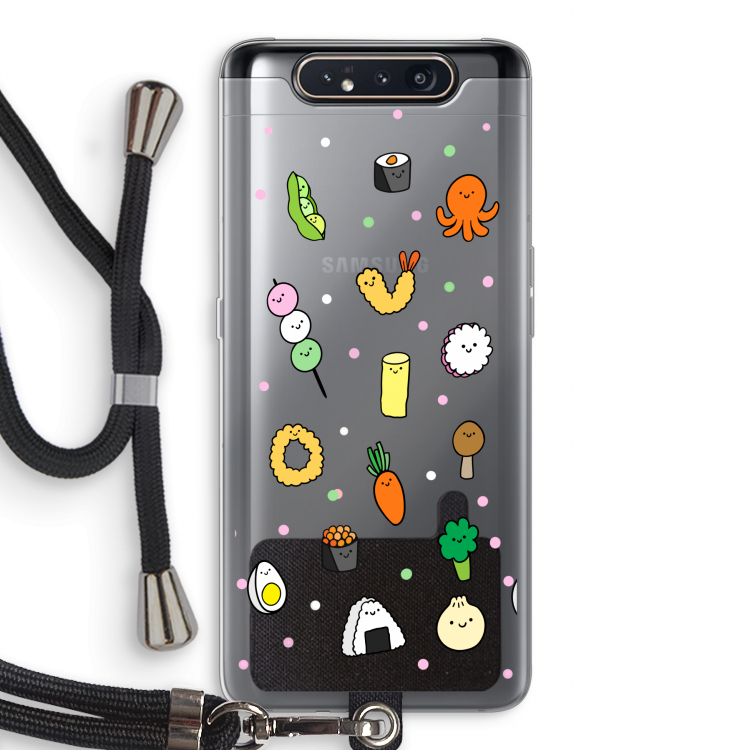 Happy bento friends: Samsung Galaxy A80 Transparant Hoesje met koord