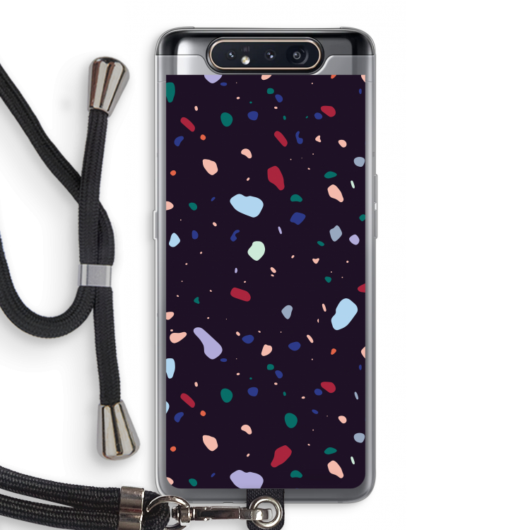 Dark Rounded Terrazzo: Samsung Galaxy A80 Transparant Hoesje met koord