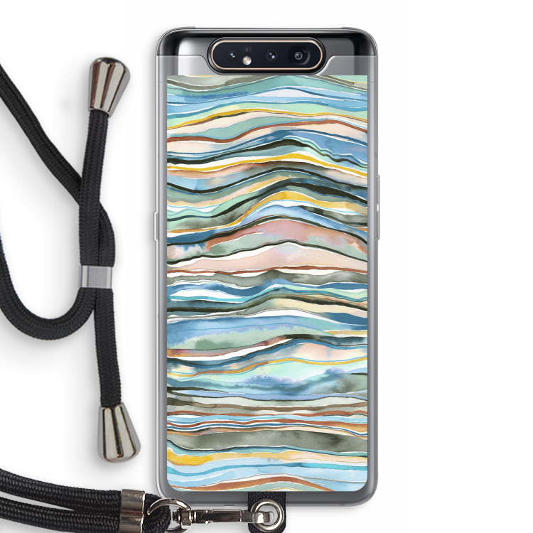 Watercolor Agate: Samsung Galaxy A80 Transparant Hoesje met koord