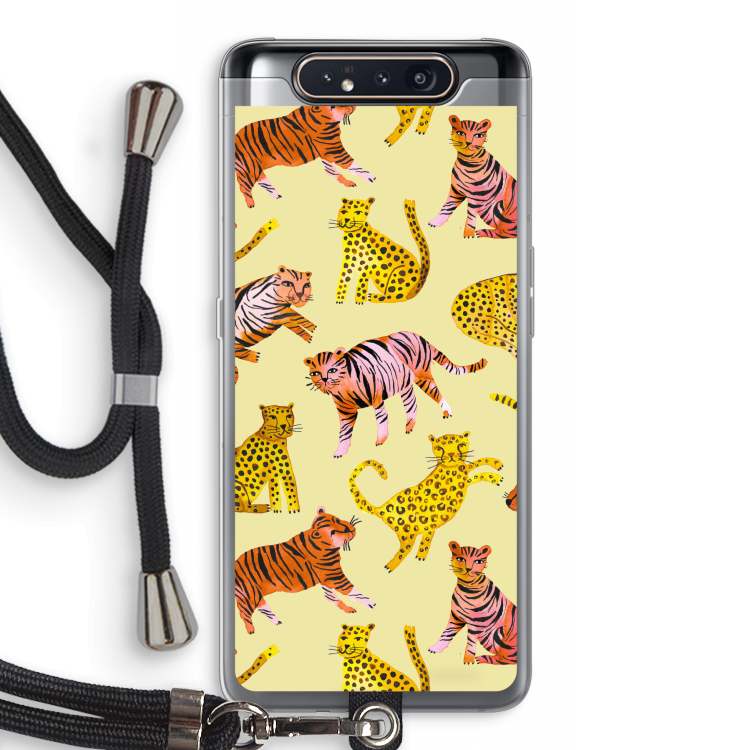 Cute Tigers and Leopards: Samsung Galaxy A80 Transparant Hoesje met koord