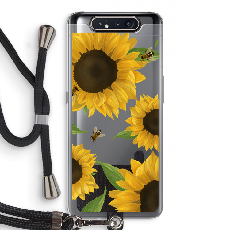 Sunflower and bees: Samsung Galaxy A80 Transparant Hoesje met koord