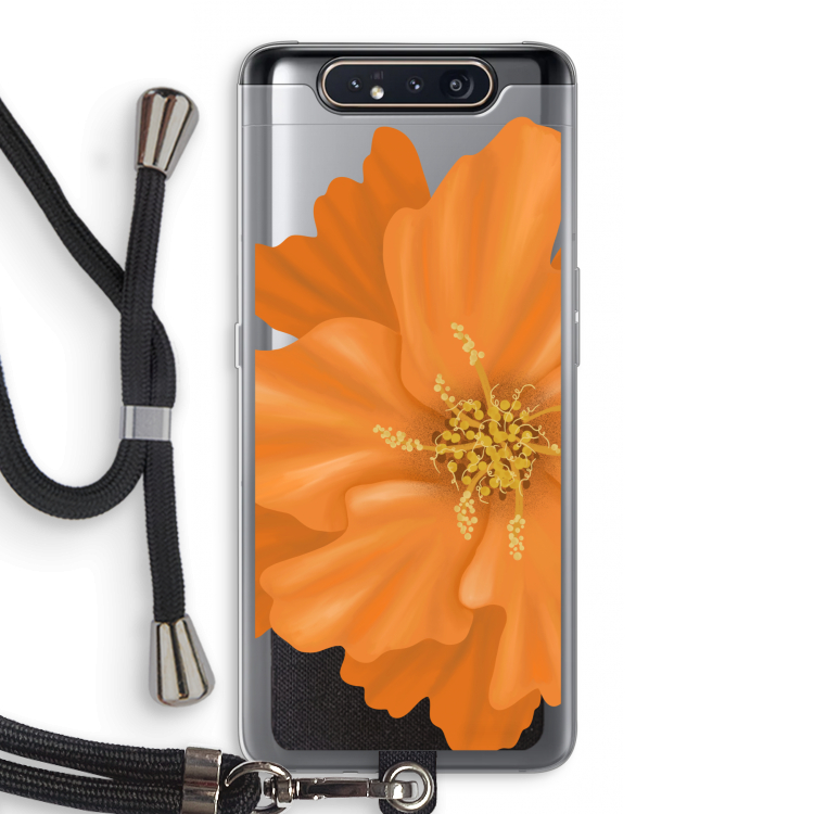 Orange Ellila flower: Samsung Galaxy A80 Transparant Hoesje met koord