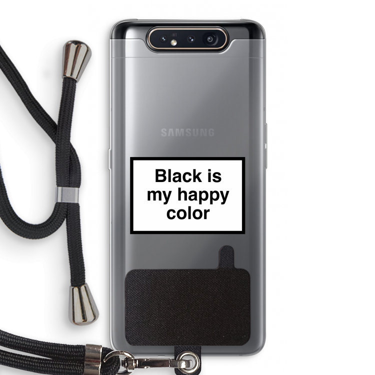 Black is my happy color: Samsung Galaxy A80 Transparant Hoesje met koord