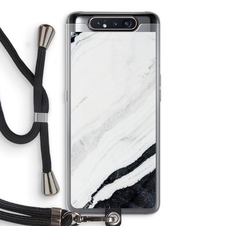 Elegante marmer: Samsung Galaxy A80 Transparant Hoesje met koord
