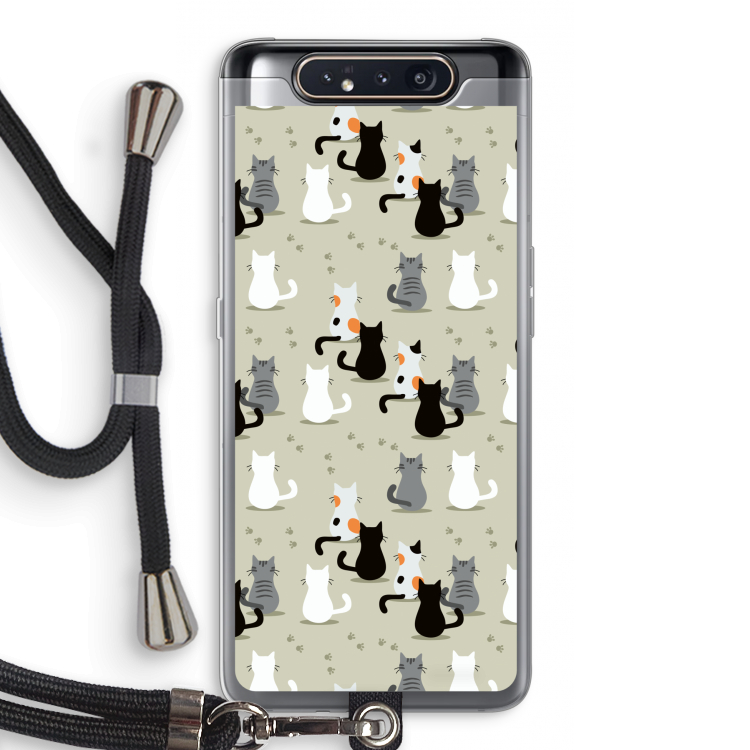 Katten: Samsung Galaxy A80 Transparant Hoesje met koord