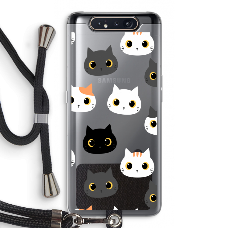 Katten: Samsung Galaxy A80 Transparant Hoesje met koord