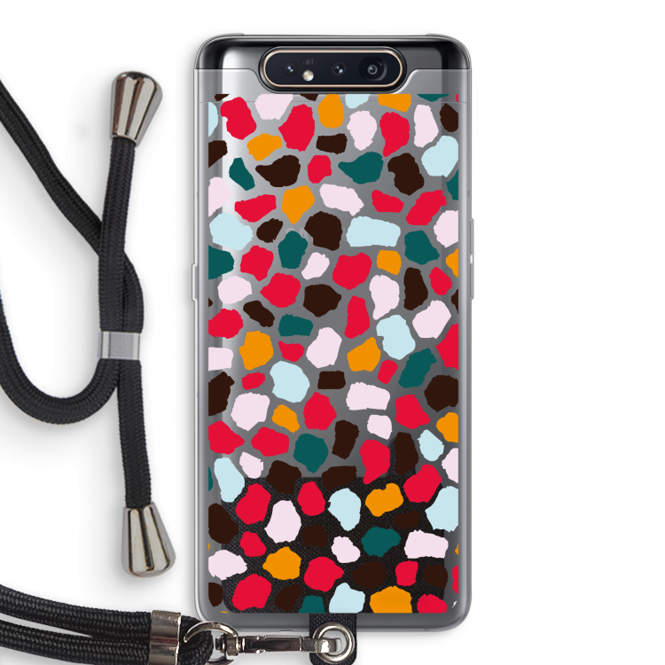 Colored Giraffe: Samsung Galaxy A80 Transparant Hoesje met koord