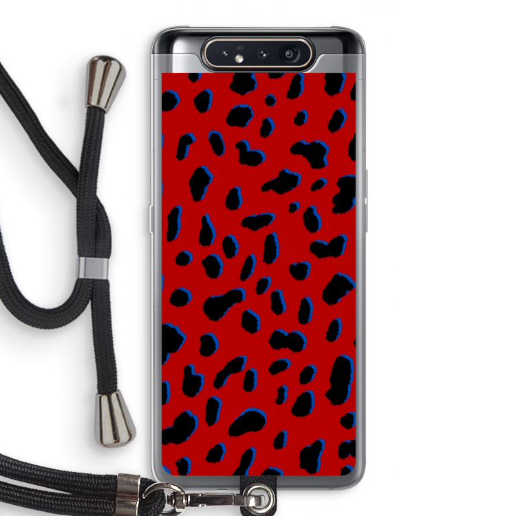 Red Leopard: Samsung Galaxy A80 Transparant Hoesje met koord