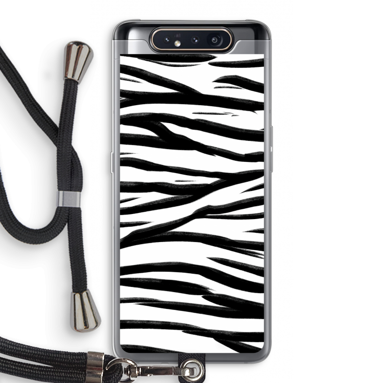 Zebra pattern: Samsung Galaxy A80 Transparant Hoesje met koord