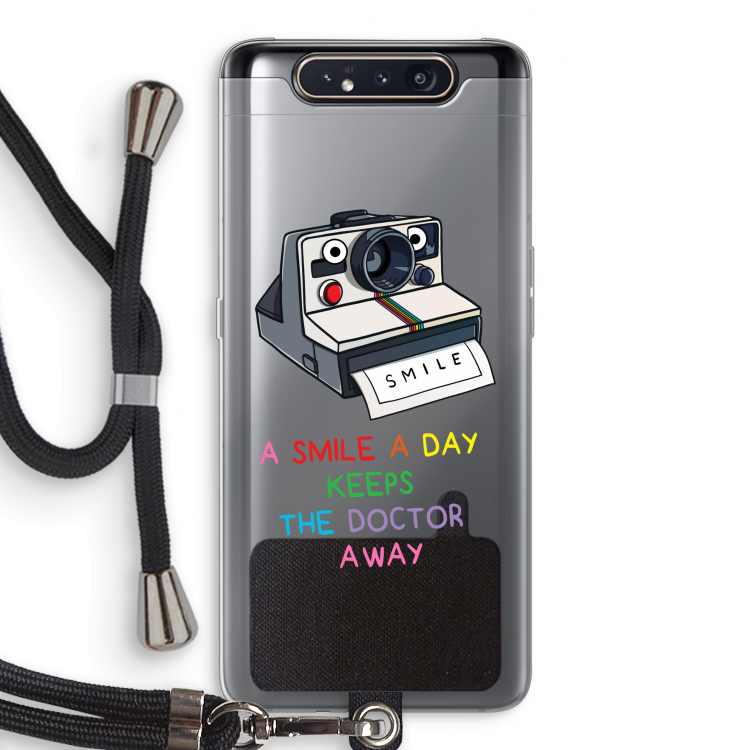 Smile: Samsung Galaxy A80 Transparant Hoesje met koord