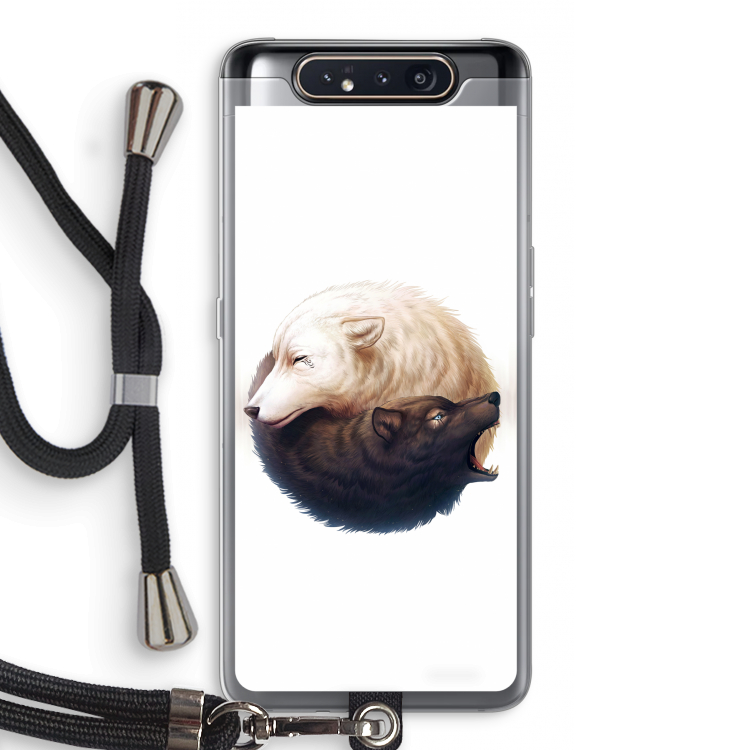 Yin Yang Wolves: Samsung Galaxy A80 Transparant Hoesje met koord