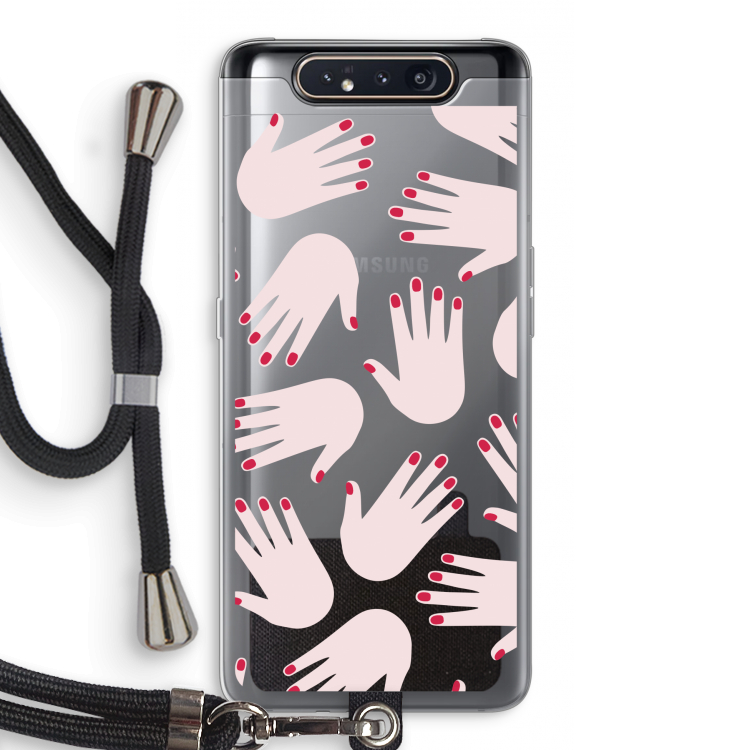Hands pink: Samsung Galaxy A80 Transparant Hoesje met koord