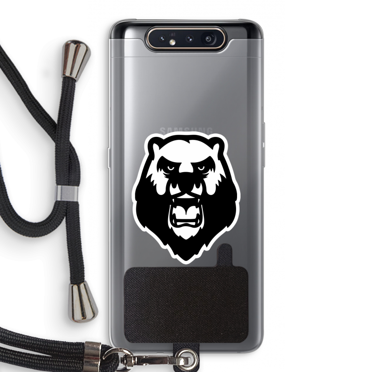 Angry Bear (white): Samsung Galaxy A80 Transparant Hoesje met koord