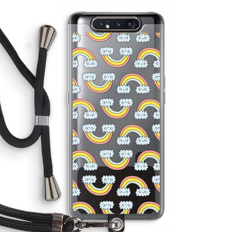 Regenboog: Samsung Galaxy A80 Transparant Hoesje met koord