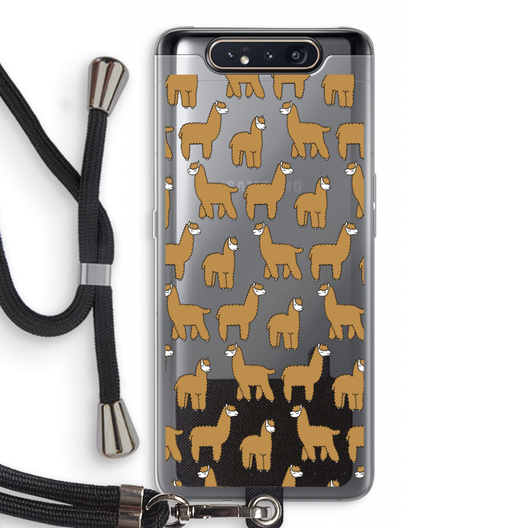 Alpacas: Samsung Galaxy A80 Transparant Hoesje met koord