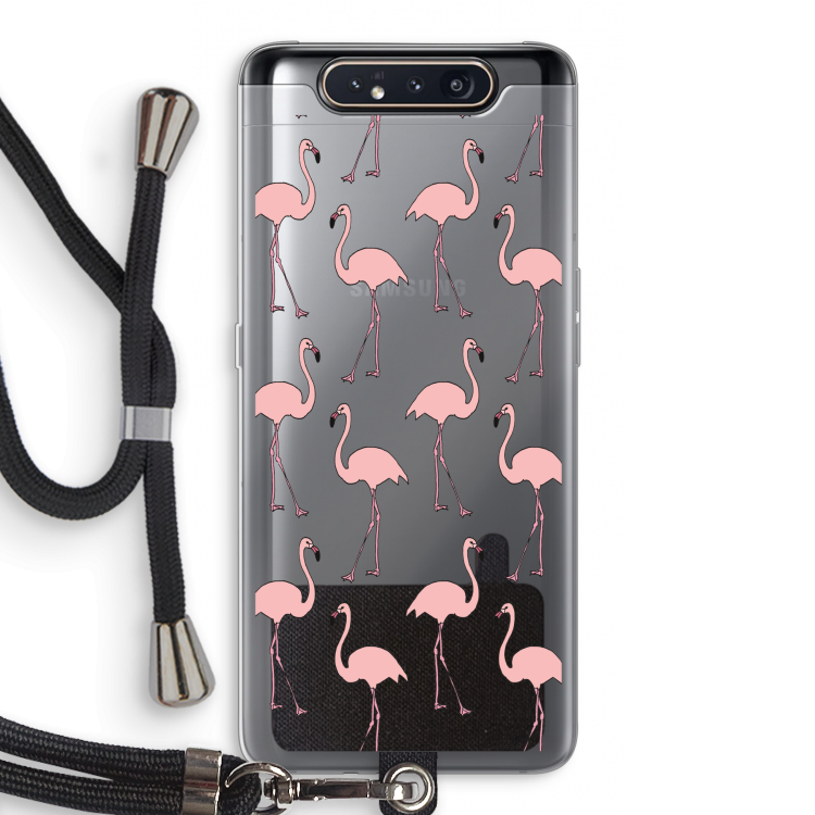 Anything Flamingoes: Samsung Galaxy A80 Transparant Hoesje met koord