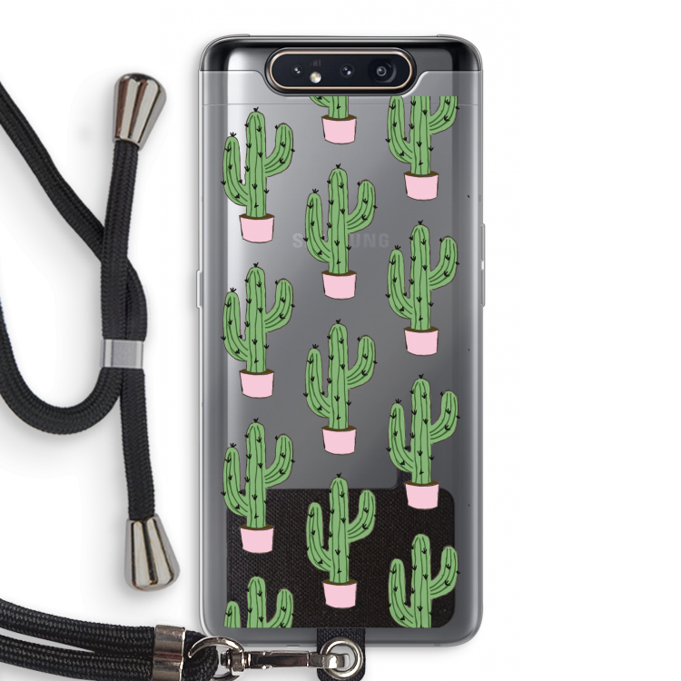 Cactus Lover: Samsung Galaxy A80 Transparant Hoesje met koord