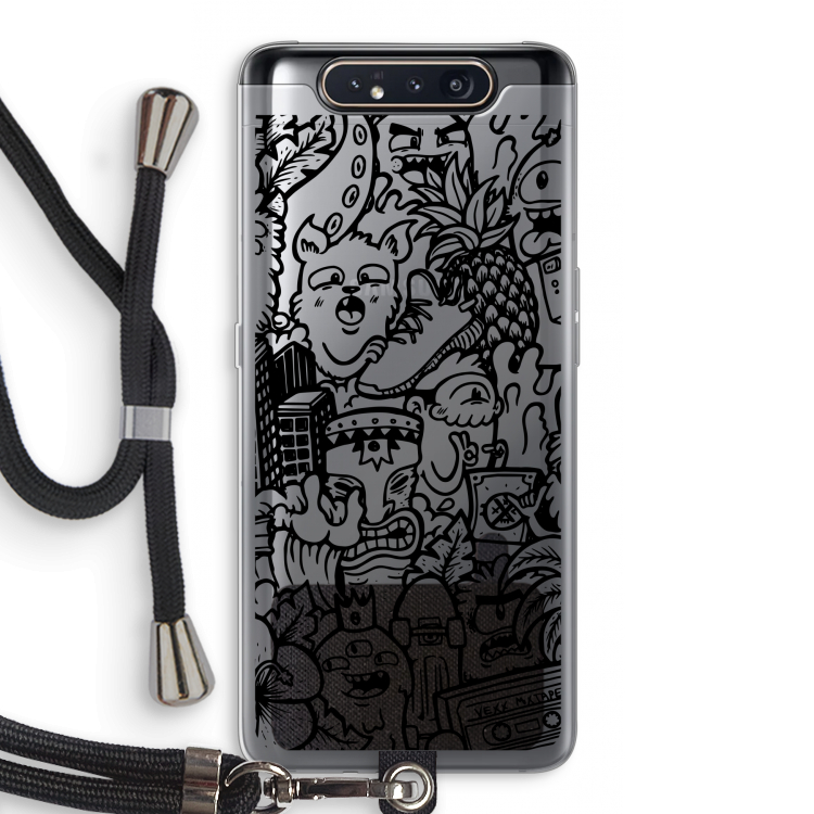 Vexx Black Mixtape: Samsung Galaxy A80 Transparant Hoesje met koord