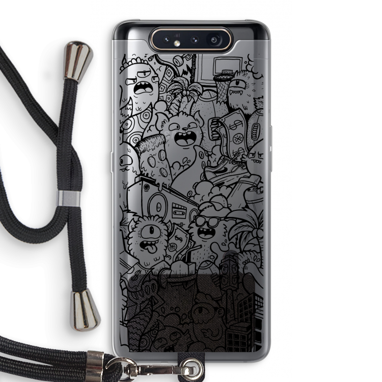 Vexx Black City : Samsung Galaxy A80 Transparant Hoesje met koord