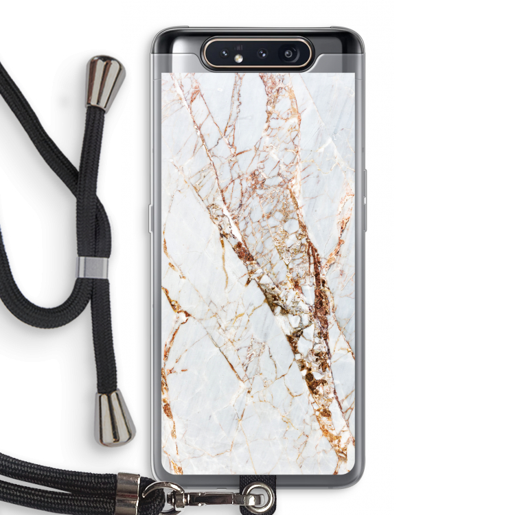 Goud marmer: Samsung Galaxy A80 Transparant Hoesje met koord