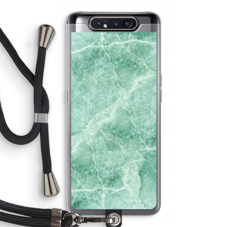 Groen marmer: Samsung Galaxy A80 Transparant Hoesje met koord