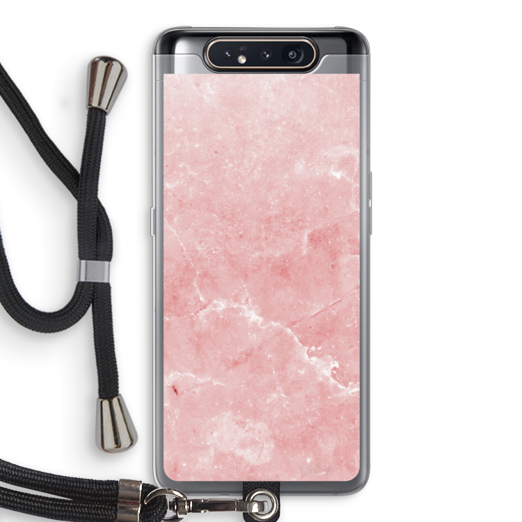 Roze marmer: Samsung Galaxy A80 Transparant Hoesje met koord