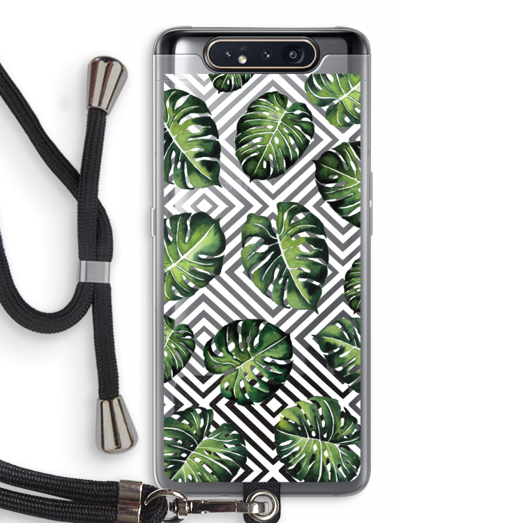 Geometrische jungle: Samsung Galaxy A80 Transparant Hoesje met koord