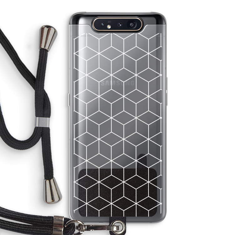 Zwart-witte kubussen: Samsung Galaxy A80 Transparant Hoesje met koord