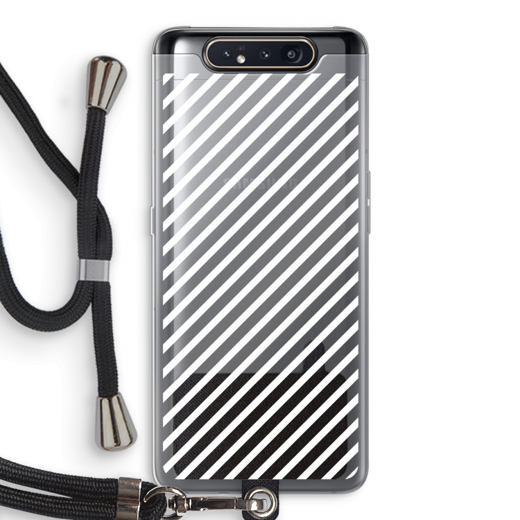 Strepen zwart-wit: Samsung Galaxy A80 Transparant Hoesje met koord