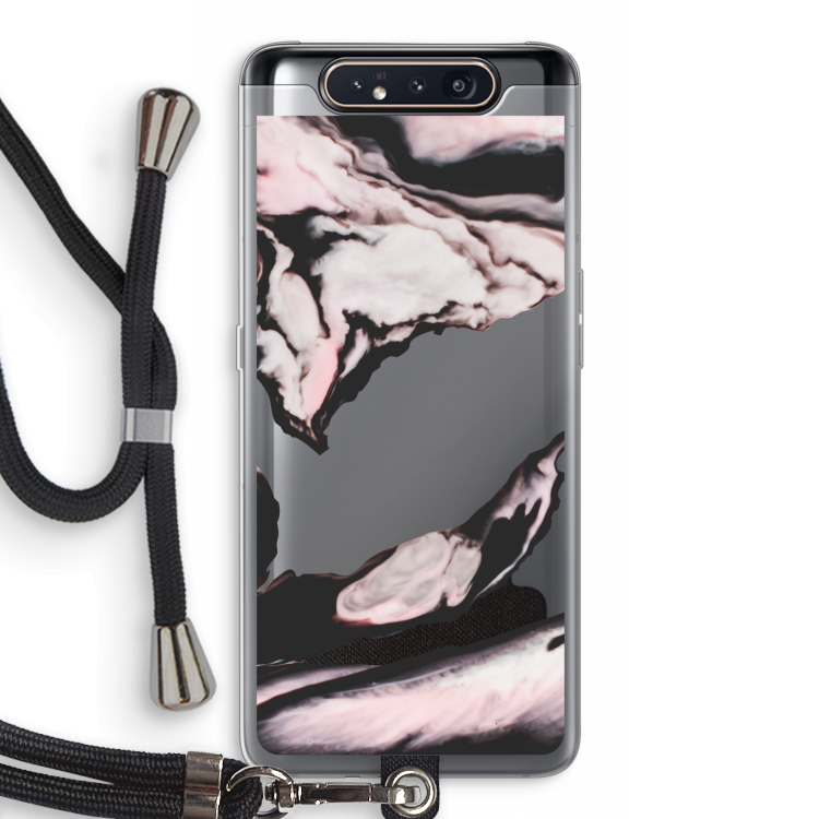 Roze stroom: Samsung Galaxy A80 Transparant Hoesje met koord