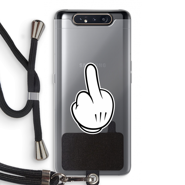 Middle finger white: Samsung Galaxy A80 Transparant Hoesje met koord