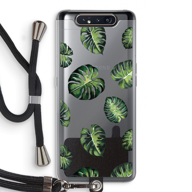 Tropische bladeren: Samsung Galaxy A80 Transparant Hoesje met koord