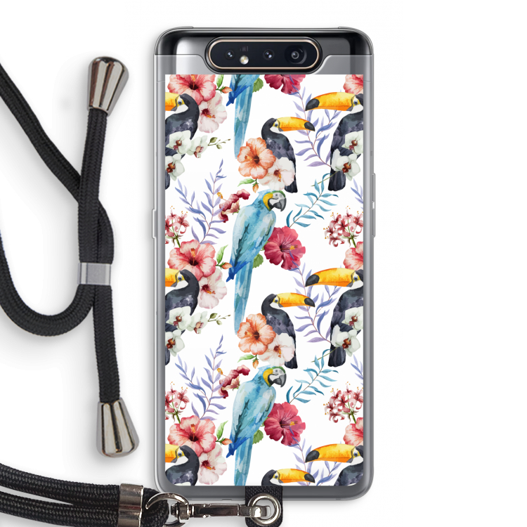 Bloemen tukan: Samsung Galaxy A80 Transparant Hoesje met koord