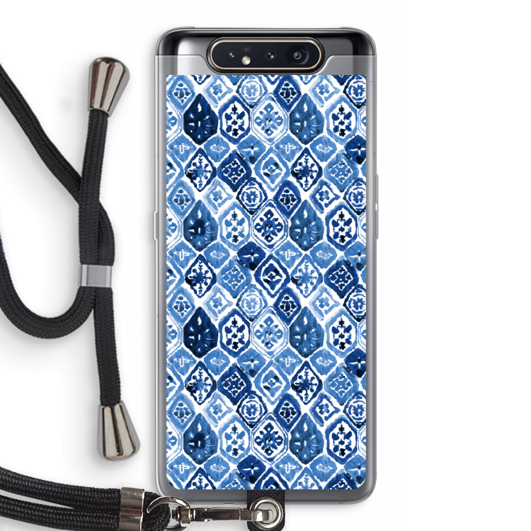 Blauw motief: Samsung Galaxy A80 Transparant Hoesje met koord