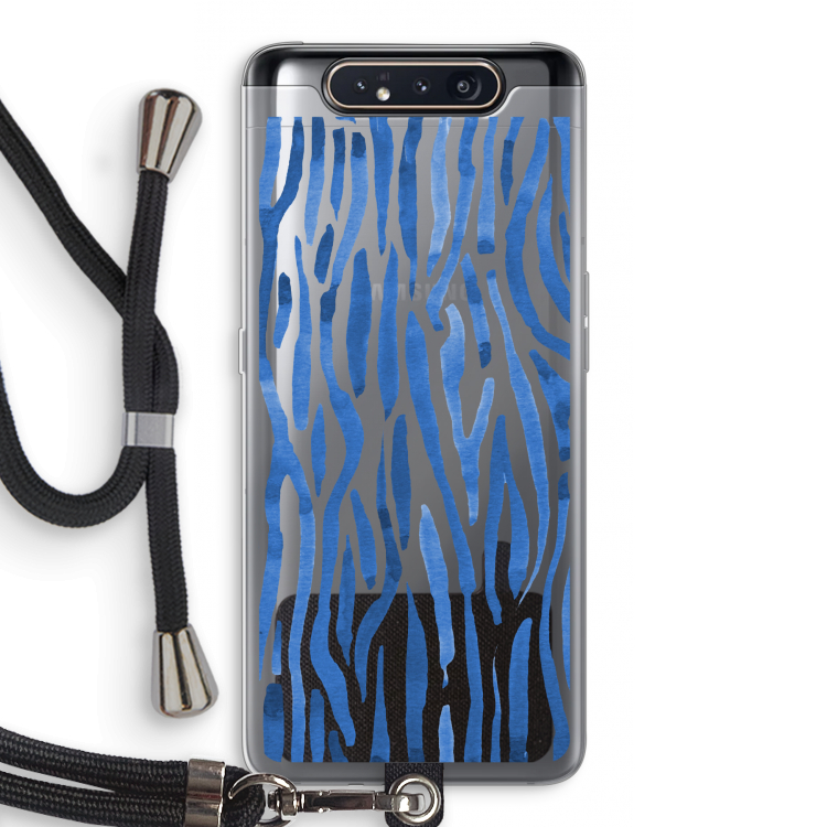 Blauwe nerven: Samsung Galaxy A80 Transparant Hoesje met koord