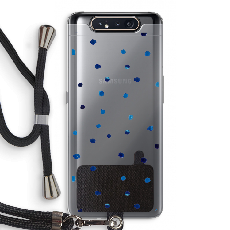Blauwe stippen: Samsung Galaxy A80 Transparant Hoesje met koord