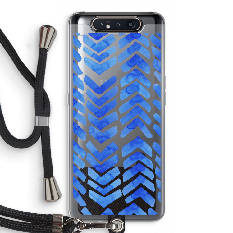 Blauwe pijlen: Samsung Galaxy A80 Transparant Hoesje met koord