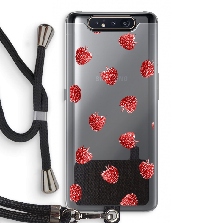Framboosjes: Samsung Galaxy A80 Transparant Hoesje met koord