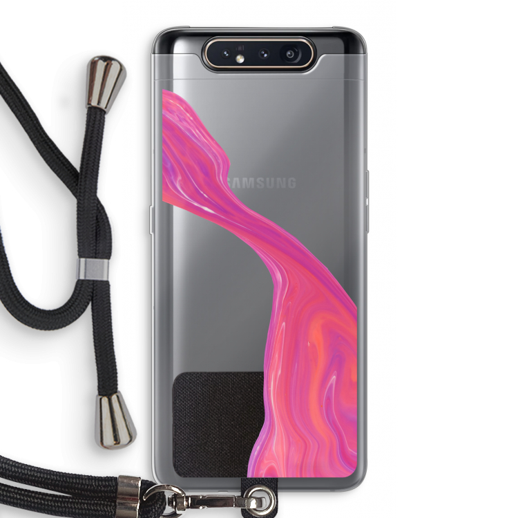 Paarse stroom: Samsung Galaxy A80 Transparant Hoesje met koord