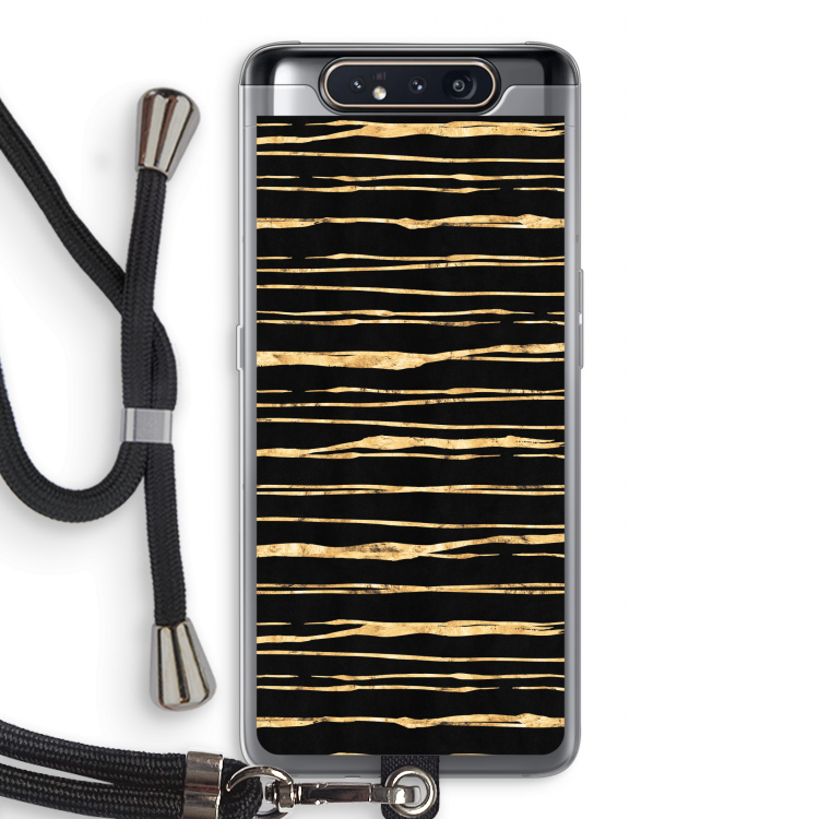Gouden strepen: Samsung Galaxy A80 Transparant Hoesje met koord